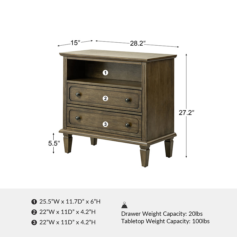 MIRVA™  Drawer Solid Wood Nightstand Chest